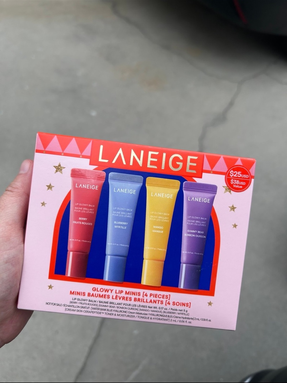 LANEIGE Glowy Lip Minis Set - Pink, Blue, Yellow, Purple